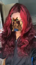Pelucas de cabello humano con encaje frontal 13x4 para mujer, 180% ombré rojo borgoña, pelucas brasileñas de cabello ondulado rojo Remy prearrancado