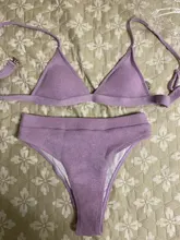 INGAGA juego de Bikini estilo Push Up trajes de baño de alta cintura traje de baño mujeres acanalado Bikini trajes de baño, Bikini brasileño púrpura 2021 bañistas