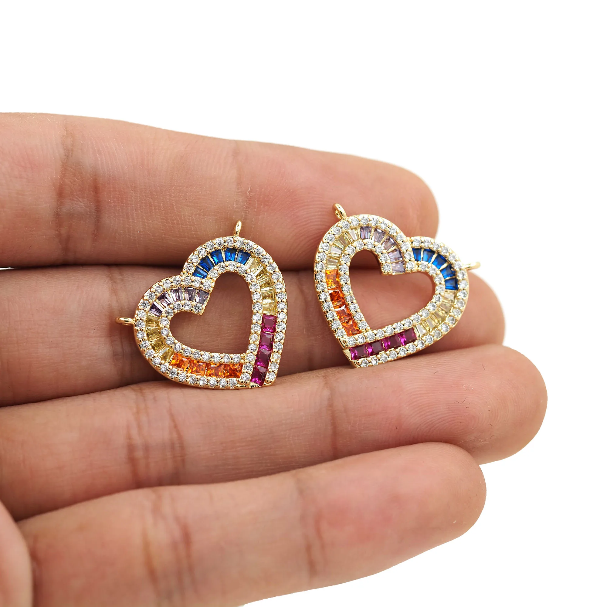 Cubic Zirconia Hollow Heart Connector for DIY Bracelet Necklace Jewelry Making Supplies Accessories Love Jewelry