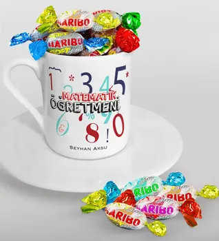 

Personalized Math Teacher Turkish coffee Cup and Haribo Candy Gift Set-4