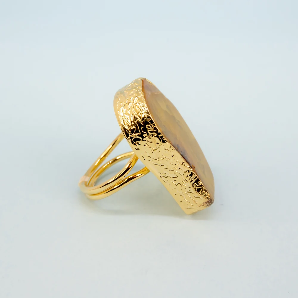Ring female free size natural stone(yellow