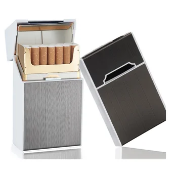 

2-in-1 Cigarette Case Box Lighter for Smoking Flameless Aluminum Alloy USB Rechargeable Lighter Windproof Lighter