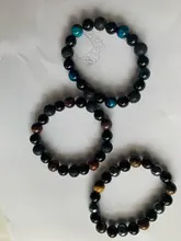 Pulsera de protección con cuentas de hematita obsidiana negra, pulsera de ojo de tigre, energía magnética, con piedras naturales, para hombres y mujeres