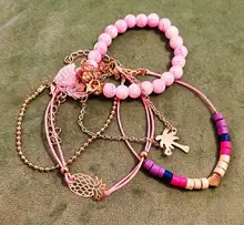 FAMSHIN-Pulseras con cuentas negras bohemias para hombre y mujer, brazaletes Vintage con colgante con ondas en forma de corazón, joyería, regalos de navidad