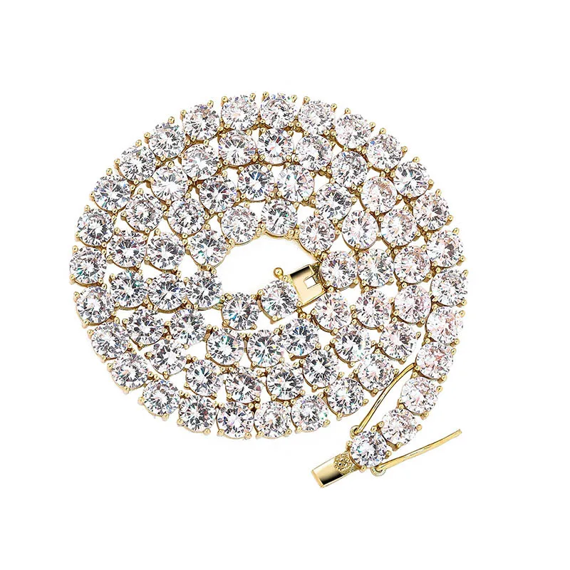 Мужские 6 мм Bling хип хоп Iced Out с инкрустацией AAA CZ камень 925 стерлингового серебра теннисная цепочка