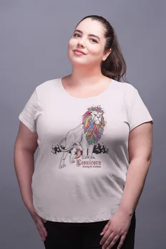 

Angemiel Wear Leonicorn Strong And Vision White Women Cotton Large Size T-Shirt