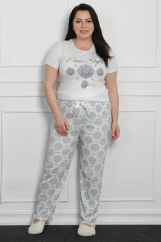 

Sans Textile Women Bone Cotton Fabric Big Size Pajamas set 65 N15547
