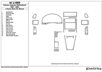 

Interior trim for Subaru Impreza RS 1997-UP. Set L1563.