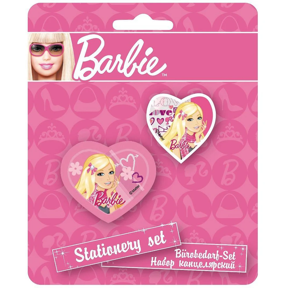 Розовый Набор канцелярский Академия Групп Barbie точилка, ластик - Цвет: Розовый