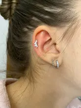 CANNER 1 par Plata de Ley 925 auténtica pendientes de cristal de circón pendientes para Piercing para las mujeres hueso del oído bien joyería pendientes de botón pendientes