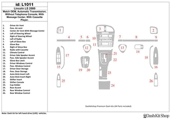 

Interior trim for Lincoln LS 2000-2000. Set L1011.