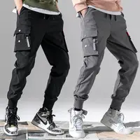 2025 New Men's Cargo Pants Casual Hip Hop Hit Color Multiple Pockets Trousers Streetwear Ribbons Techwear Sweatpants ﻿ 2