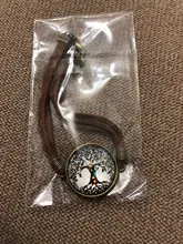 Pulsera de cuero con forma de árbol de la vida, joyería redonda hecha a mano, bóveda de vidrio con foto, novedad de 2018