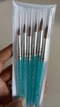 6 unids/set uñas cabello nailon cepillo azul de diamantes de imitación con Kolinsky acrílico cepillo pluma pincel de uñas de Gel, constructor de puntillo herramientas de dibujo