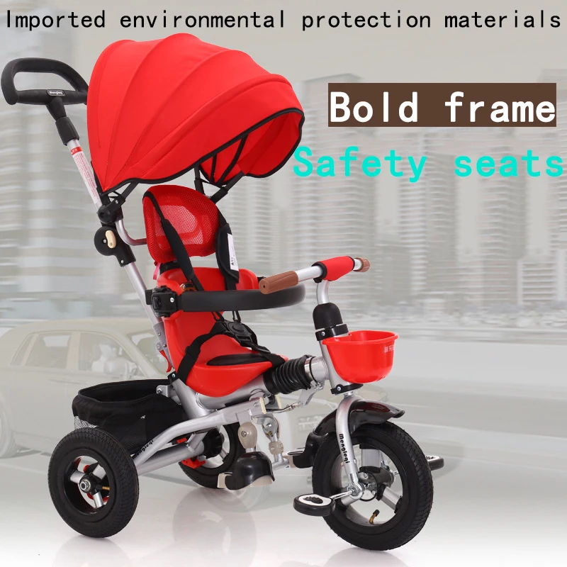 3 in 1 Children's Push Tricycle Folding Light Children's Tricycle Bicycle 1-3 Years Baby Car Kids Ride on Tricycle Kids Gifts