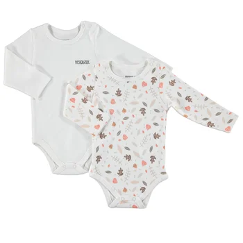 

ebebek HelloBaby Printed Interlock Long Sleeve Snaps Neck Bodysuits 2 pcs