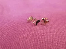 Pendientes de plata de ley 925 de oro de 14k para mujer, aretes de mariposa brillantes simples, accesorios de joyería coreanos para estudiantes