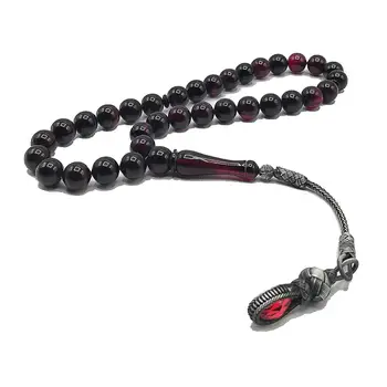 

Tighhting Amber Tasbeeh 1000 sterling silver Kazaz tassel Turkish design Rosary High quality Misbaha resin Amber rosary