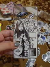 Pegatina de cómic de Horror para monopatín, adhesivo impermeable de Anime japonés Tomie, para equipaje y portátil, color blanco y negro, 10/21/49/50/56 Uds.