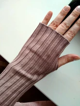 Women Sweater Tops Pullover Crew-Neck Ribbed Thumb-Hole Knitted Basic Cotton Solid 