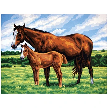 

10423-cda canvas printed collection d'art 'horse with жеребенком' 40*50 cm