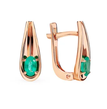 

Gold earrings with emeralds sunlight sample 585
