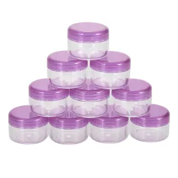 

10 pcs Mini Cosmetic Empty Jar Pot Eyeshadow Makeup Face Cream Container Plastic Nail Art Cosmetic Bead Storage Container Round