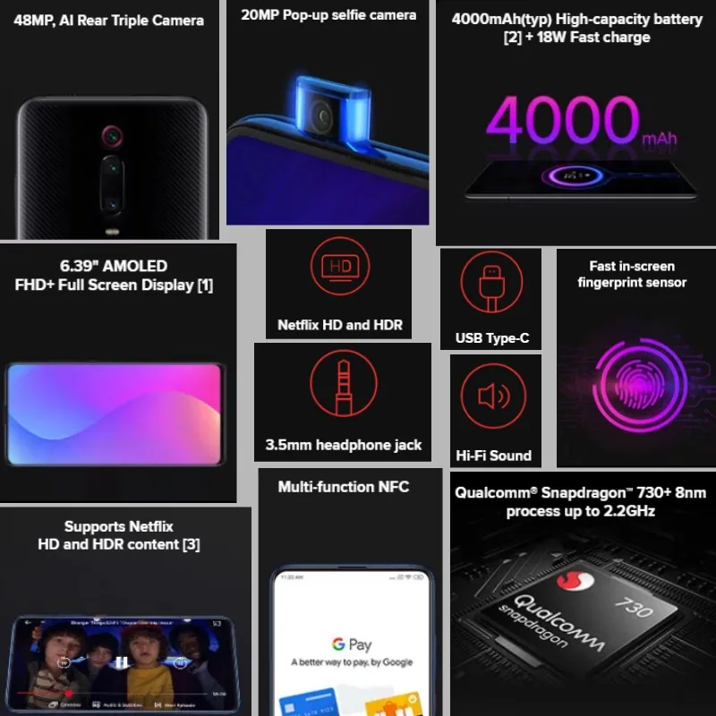  Global Version Xiaomi Mi 9T 128GB ROM 6GB RAM (Brand New and Brand New) mi9t128GB