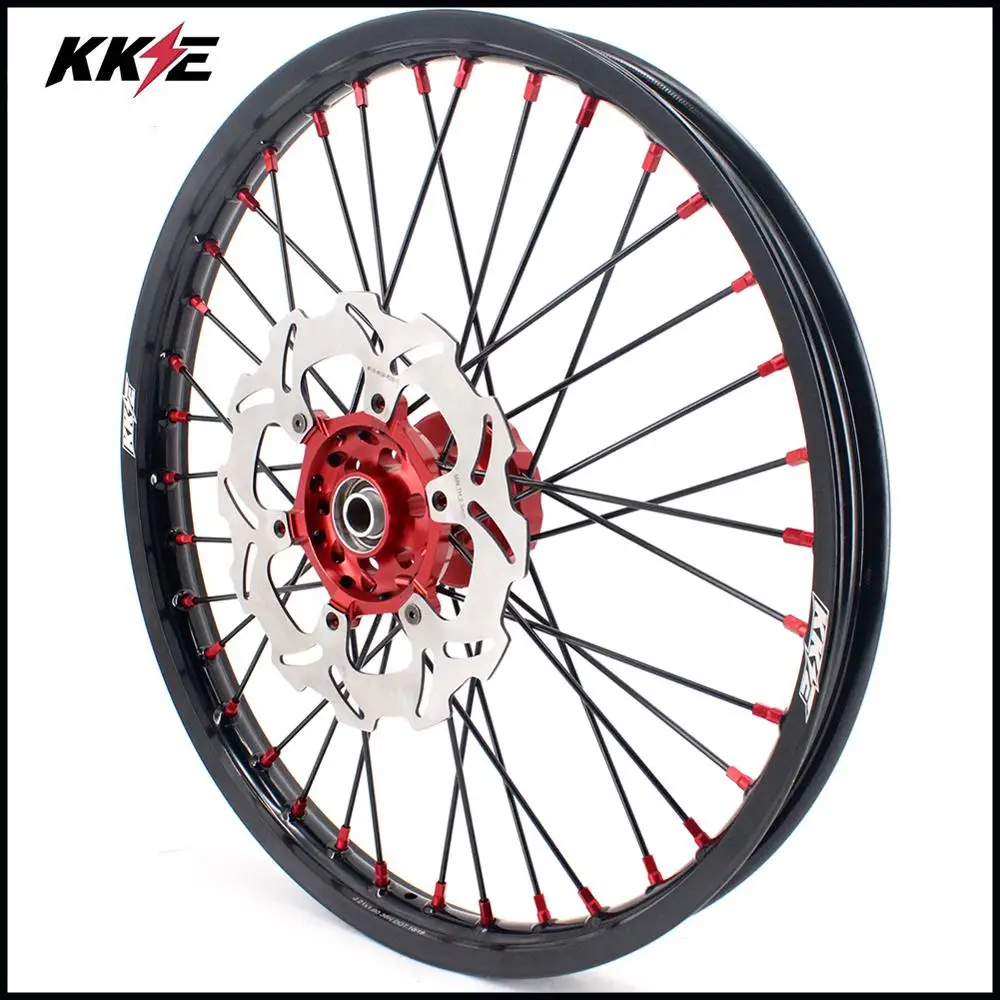KKE 21/19 RM125 2001-2007 RM250 2001-2008 Полный MX диски для мотоциклов набор для SUZUKI красный ниппель черный спиц диски