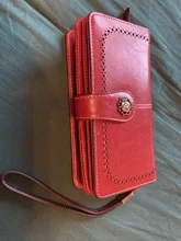 Long Wallet Purses Brown Rfid Black More-Function Large-Capacity Genuine-Leather Women