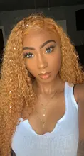 Marrón y rubia resaltar peluca mongol Afro rizado Pelo Rizado peluca pelucas de cabello humano para las mujeres 180 de densidad T parte de encaje peluca 13x6 6x1Remy