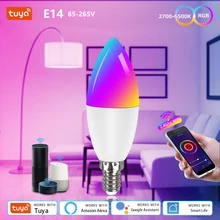 Tuya Smart Led Lamp Wifi E14 Led Bulb RGB CW WW Dimmable 85-265V Voice Control Light Bulbs Alexa Google Home For Home Decorative