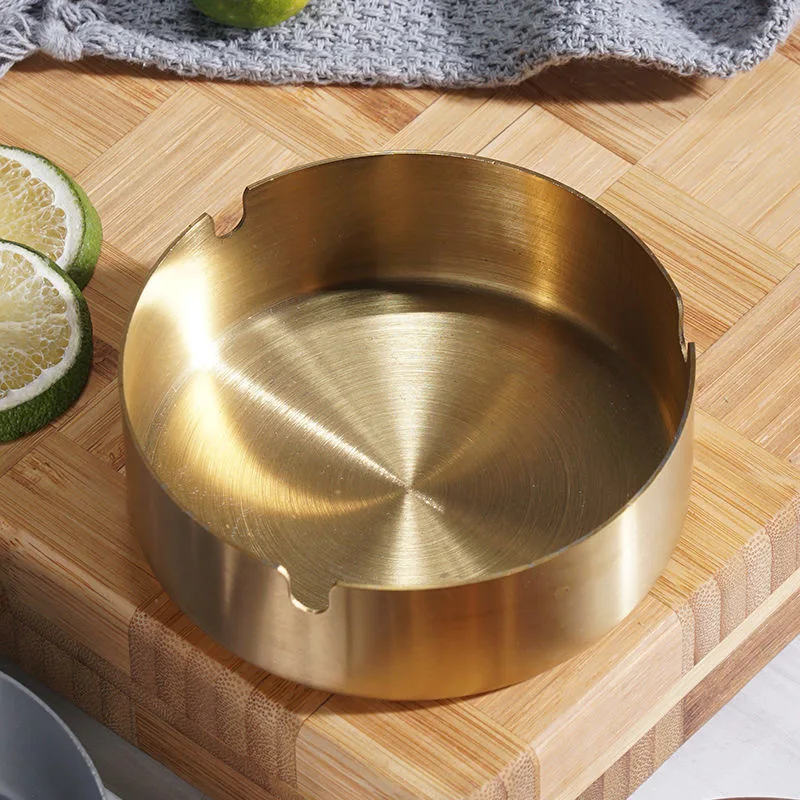 Round Stainless Steel Cigarette Ashtray Portable Tabletop Silver Metal Ash Tray for Smoker 4