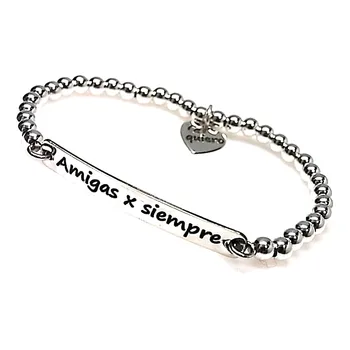 

Bracelet 925 sterling silver m elastic sheet FRIENDS X ALWAYS [AB0247GR] -Customizable-RECORDING INCLUDED IN THE PRICE