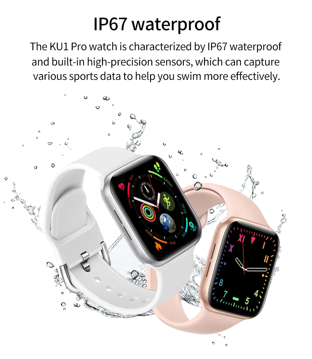 KU1 Pro Smartwatch Wasserdicht Bluetooth Heart Rate Monitor APP für Android DHL 
