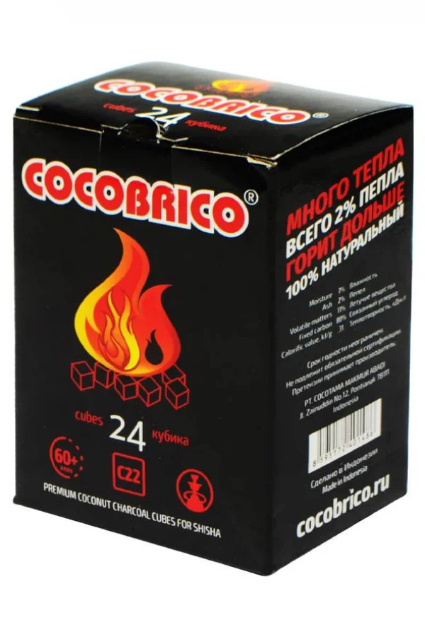 Кокосовый уголь для кальяна Cocobrico размер кубика 22*22*22 мм.,, производство Индонезия - Цвет: 24