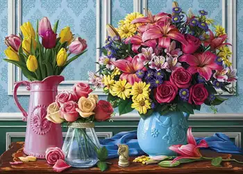 

Canvas-coloring by numbers series "palette" 40x50 "three bouquets in vases" Red Cat x-3474