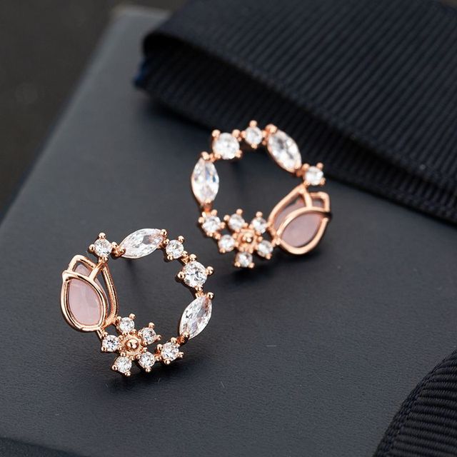 Flower Butterfly Earrings Women Shining CZ Zircon Stud Earring Girl Wedding Party Temperament Jewelry Pendant Brincos