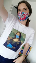 Female Mask Graphic t-Shirt 90s-Tshirt Funny Mona Lisa Vintage Korean Women Top-Tees