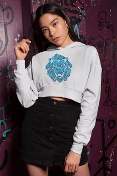 

Angemiel Wear Angry Lion White Short Hooded Sweatshirt