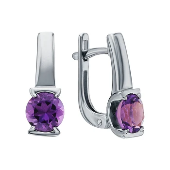 

Silver earrings with amethyst sunlight sample 925