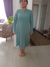 Satin Dress Mid-Long Femme Robe Long-Sleeve WOTWOY Elegant Women Vestidos Cotton Solid