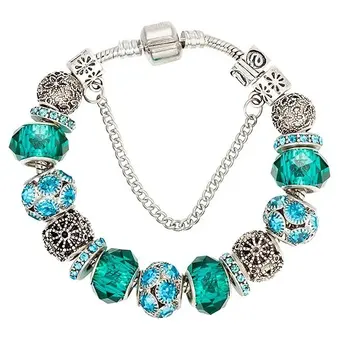

Angemiel Green Crystal Cubic Zirconia Murano Simple Design Charm Bracelet