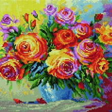 Алмазная мозаика EF 884 Яркие краски пионов 30*40