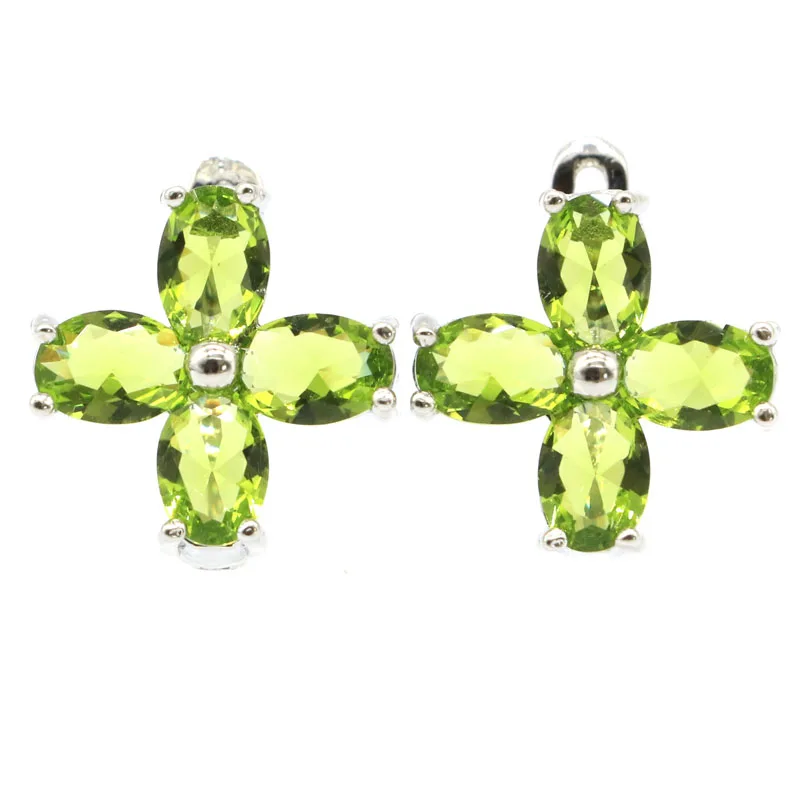 peridot 16x16 мм дизайн создан розовый турмалин Зеленый Перидот подарок для девочек серебряные серьги - Цвет камня: peridot