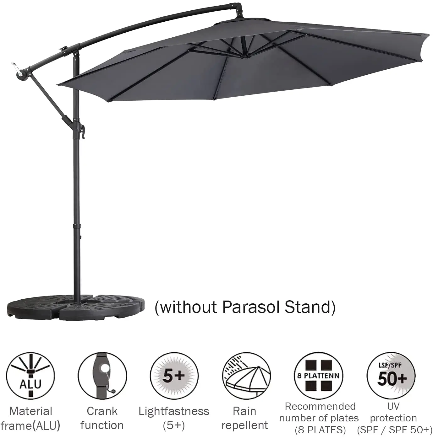 Missie Misleidend verzonden 300 Cm Sunshade, Crank Parasol With Crank And Base Mechanism, Uv50 +  Umbrella For Garden, Pool, Beach, Terrace, 180 G / M² - Awnings - AliExpress