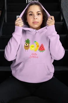 

Angemiel Wear Hello Summer Tropical Pink Women 'S Hooded Sweatshirt