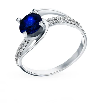 

Silver ring with sapphire and cubic zirconia sunlight sample 925