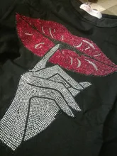 Black T-Shirts Short-Sleeve Trend-Tops Hot-Drilling Korean-Version Cotton Women Summer