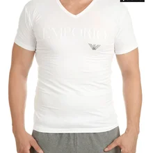 Футболка Emporium Армани с рукавом и v-образным вырезом, повседневная мужская футболка Linnen из хлопка 110810 CC716